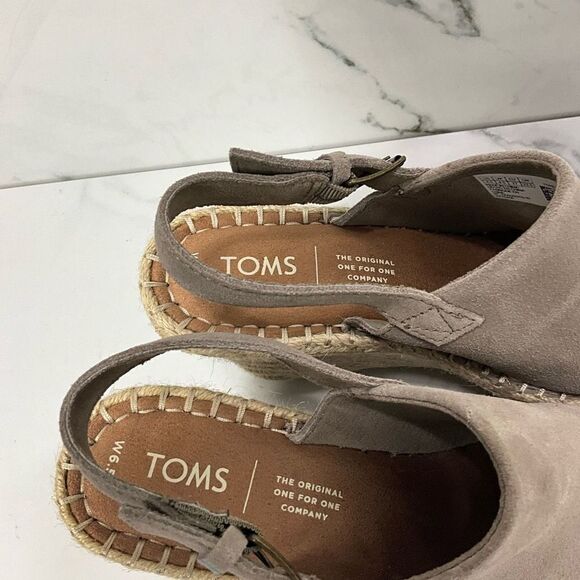TOMS Monica Desert Taupe Wedge Heel Sandals - Picture 6 of 9